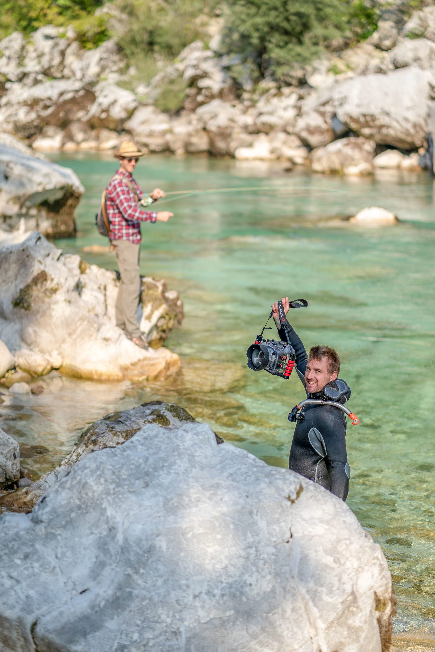 Filming in a Soča canyon
